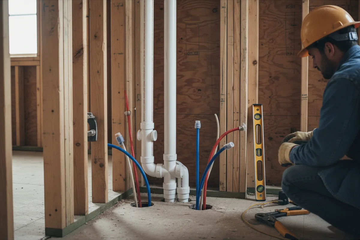 Drain and supply rough-in during Garbage Disposal Repair in Urbandale
