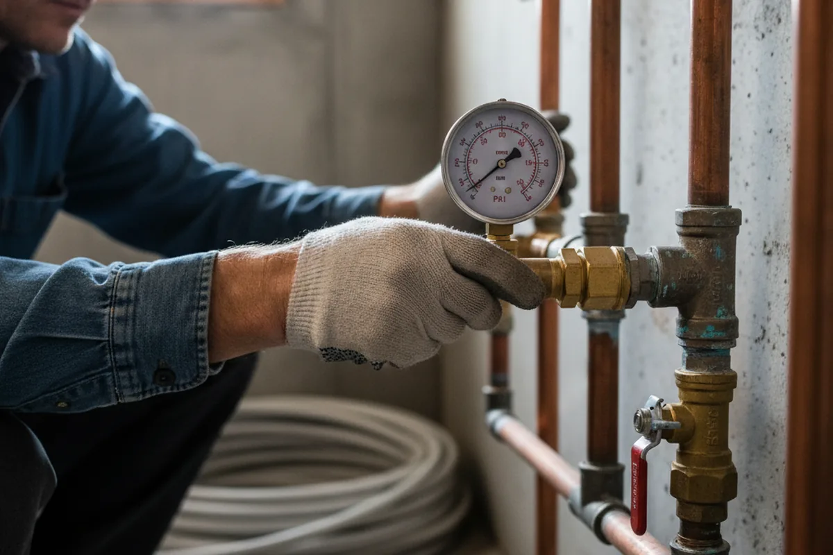 Pressure testing a repaired line during Water Line Repair in Urbandale
